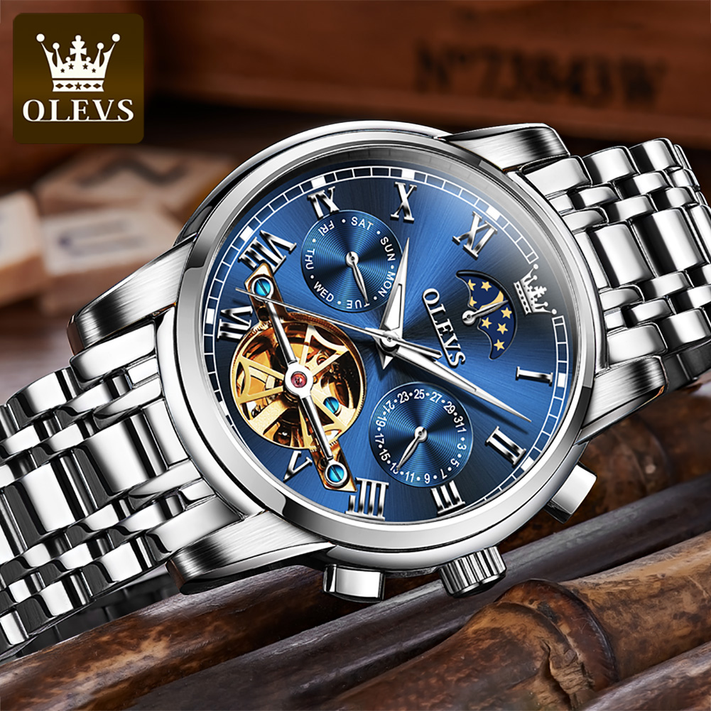 OLEVS 6617 남성용 클래식 기계식 시계 방수 비 - Resistance Band 리뷰 및 가격