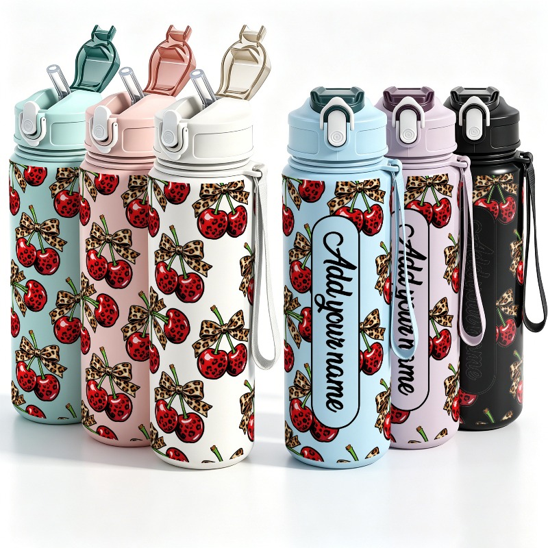 개인 맞춤형 25온스 대용량 체리 디자인의 누수 방지  - Sports Water Bottle Insulated 리뷰 및 가격